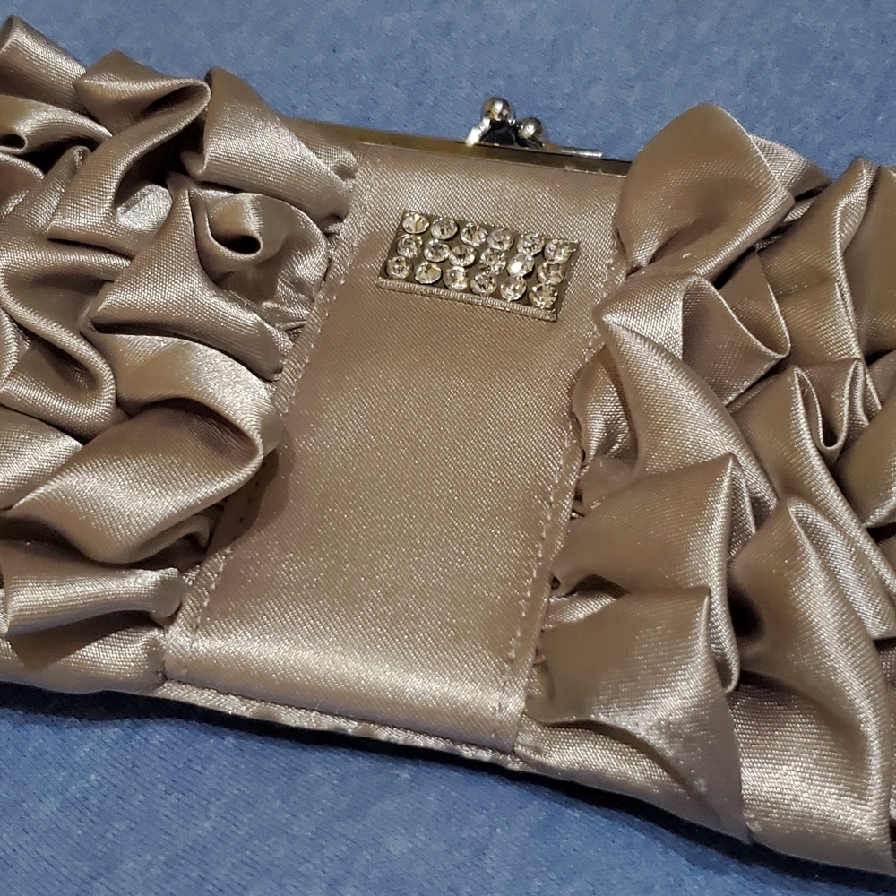 Silver clutch evening bag